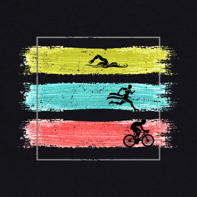 Triathlon Retro Runner Swimmer Cyclist Triathlete by shirtsyoulike